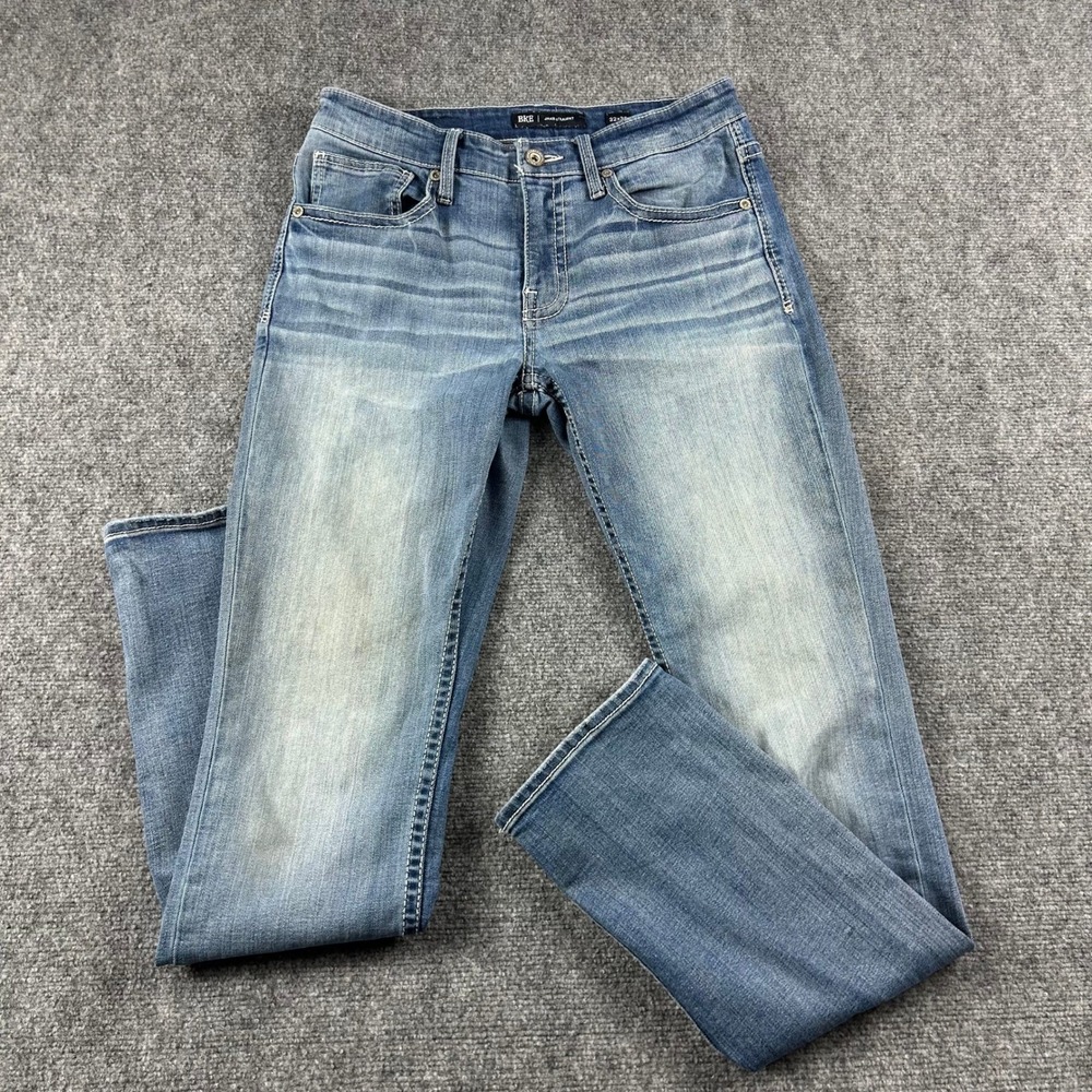 BKE Jake Straight Jeans Mens 32x36 Blue Medium Wash Durable Denim Stretch Casual